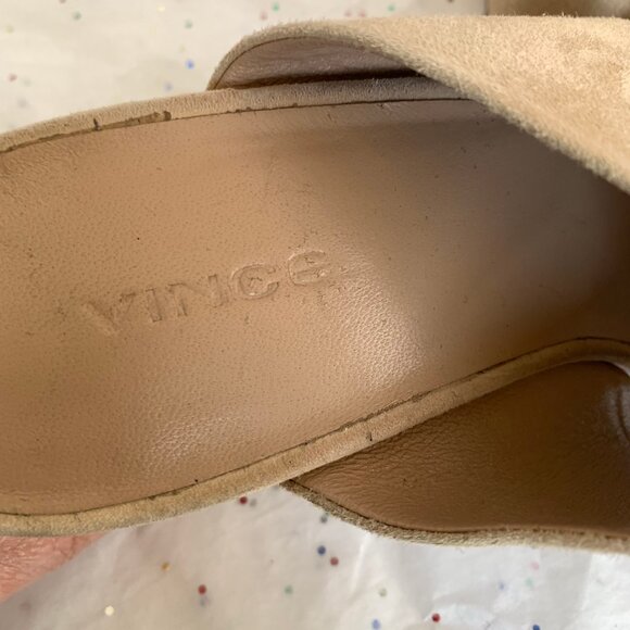 Vince Tan Suede Double Strap Benetta Slide Mule Block Heel Sandals - Size 8 - Picture 8 of 10